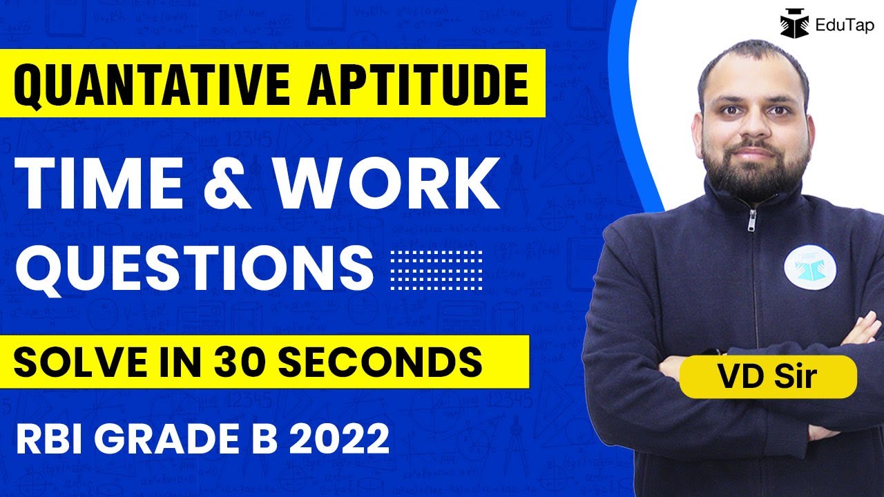 Shortcut tricks for  Maths  Time and  Work | RBI Grade B Quant phase 1 preparation |  Important MCQ