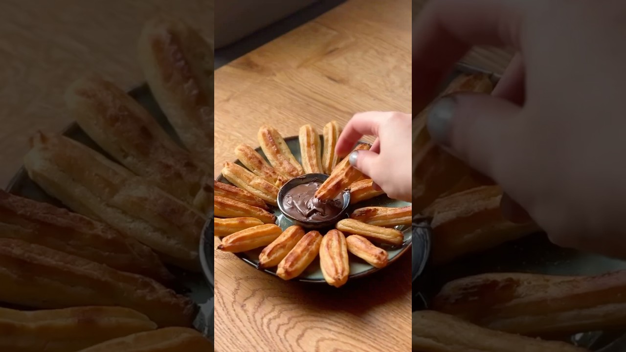 Crispy Baked Churros! ✨🥖 No frying, just golden perfection! Dip in chocolate & enjoy! 😍🔥