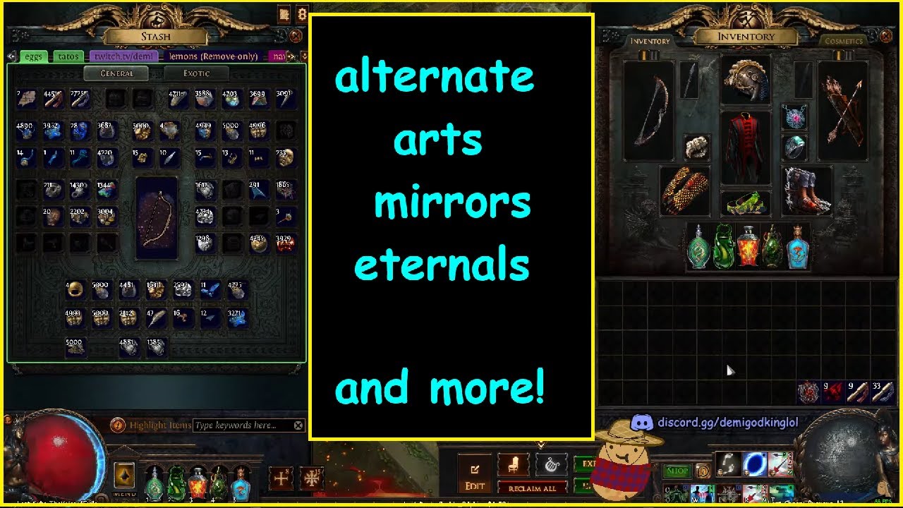 standard stash tabs showcase, alt arts/legacy gear galore! 2019 path of exile snapshot