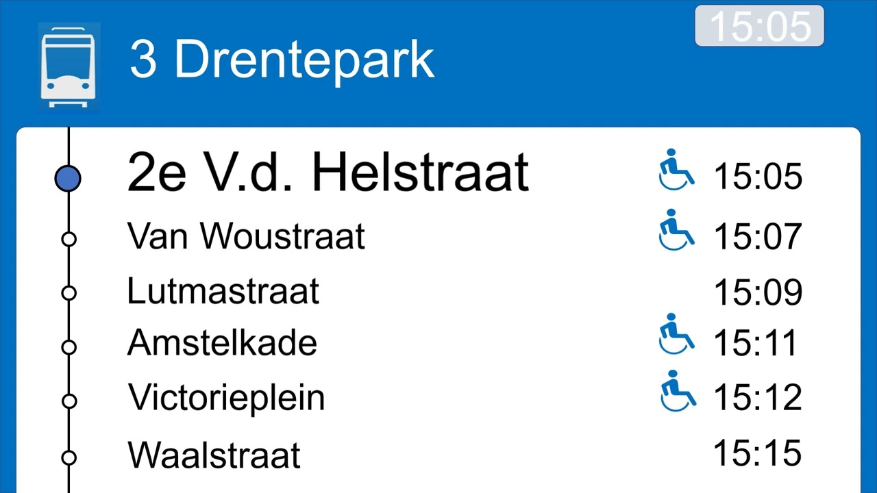 Omroepen lijn 3 Van Hallstraat -Drentepark