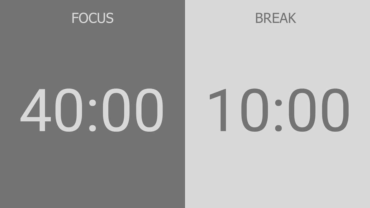 4-Hour 40/10 Pomodoro Timer | No Music | Study, Focus, ADHD, Deep Work