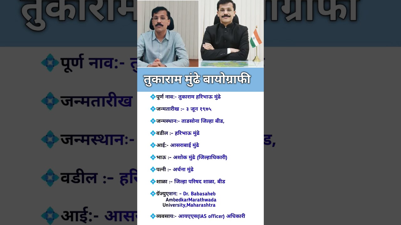 तुकाराम मुंढे बायोग्राफी // Tukaram munde #viral #biography #ias #officer #tukaram #ytshorts #short