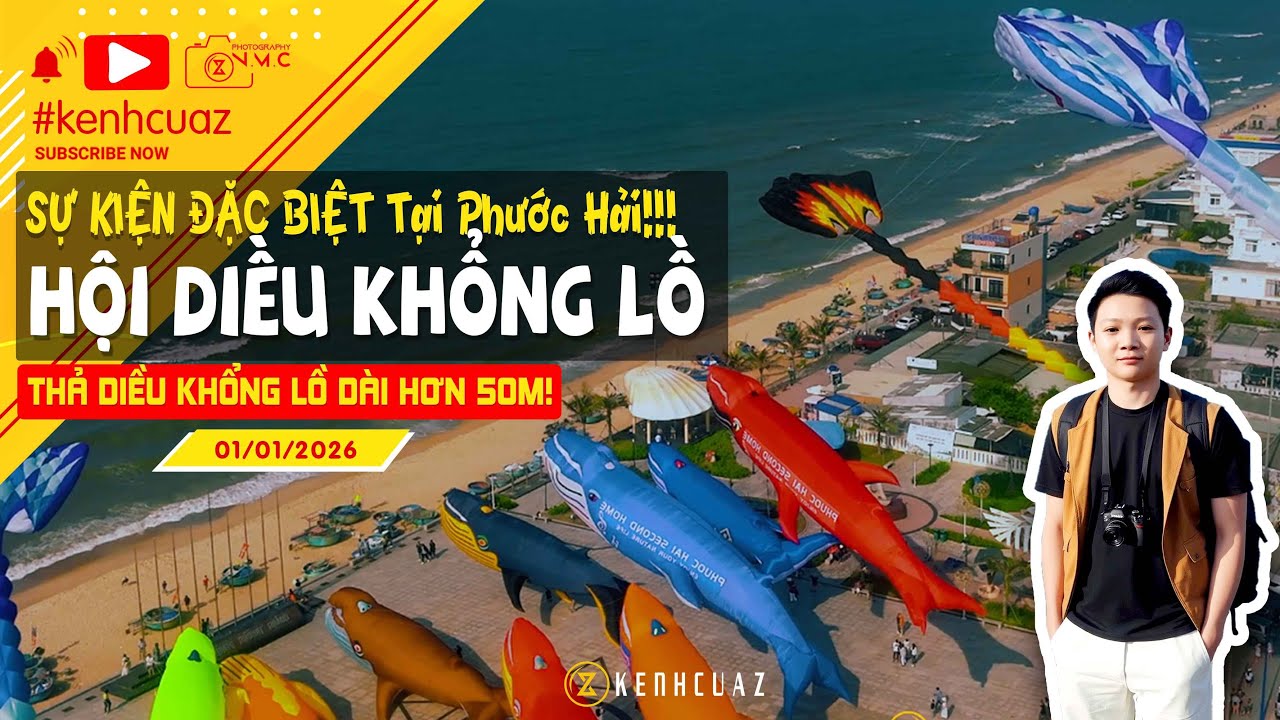 📸📍 CHOÁNG NGỢP Lễ Hội DIỀU KHỔNG LỒ PHƯỚC HẢI Ngày Đầu Năm 2026! 🪁🌊 
