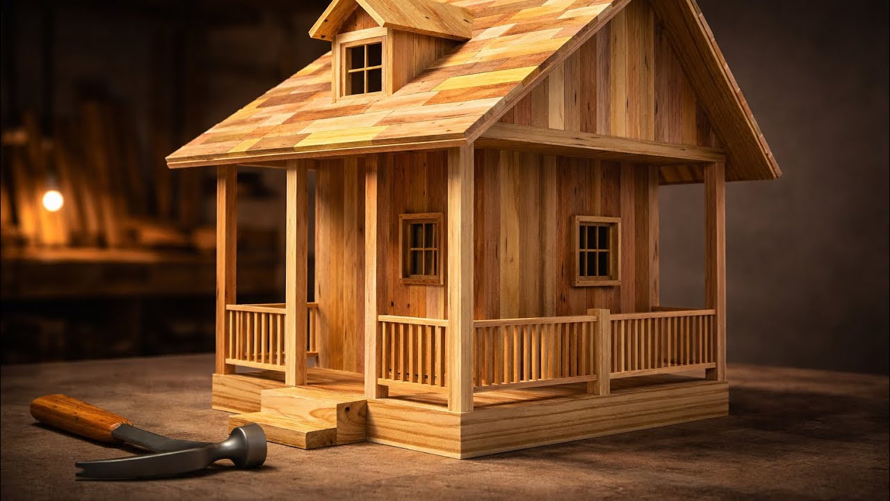 Wooden Cabin – 3D Build  Process | Woodworking 