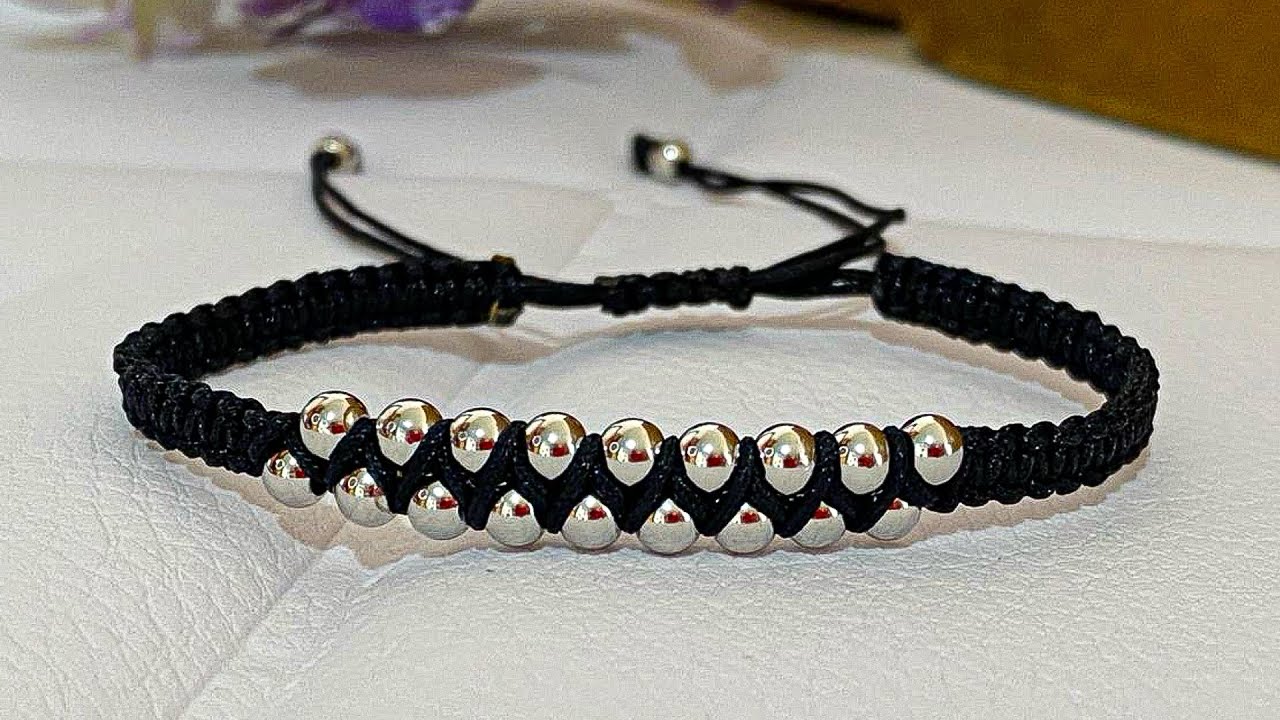 ✔️PULSERA DE HILO CHINO TRENZADA CON BALINES  Paso a Paso
