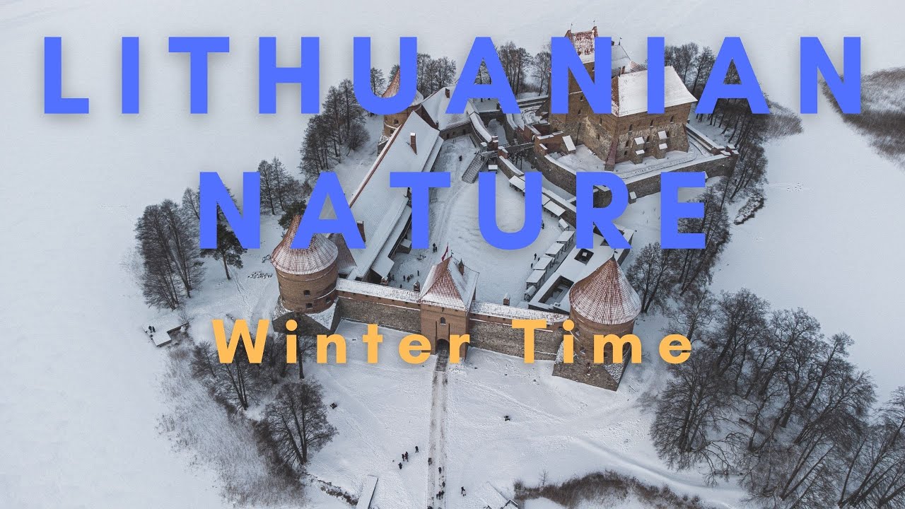 Lithuanian nature. Winter time. Aerial drone view.