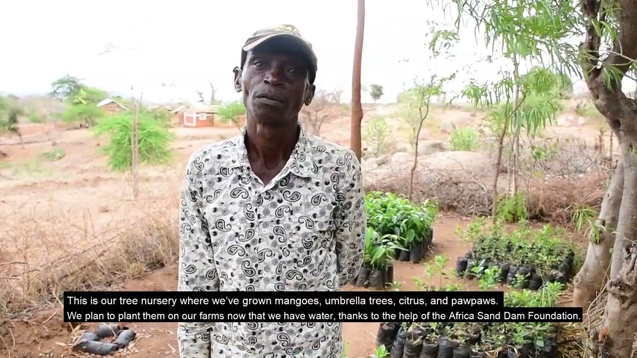 Kenyan farmer Urbanus growing crops and trees thanks to a nearby sand dam