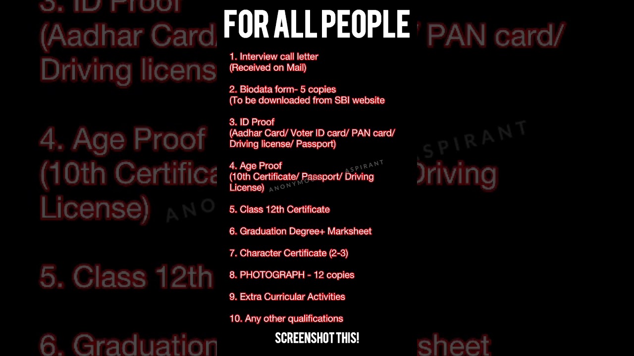 SBI PO INTERVIEW DOCUMENT LIST 2023 # #trending #viral #sbipo #sbipointerview #ibpspo2022 #sbipo2022