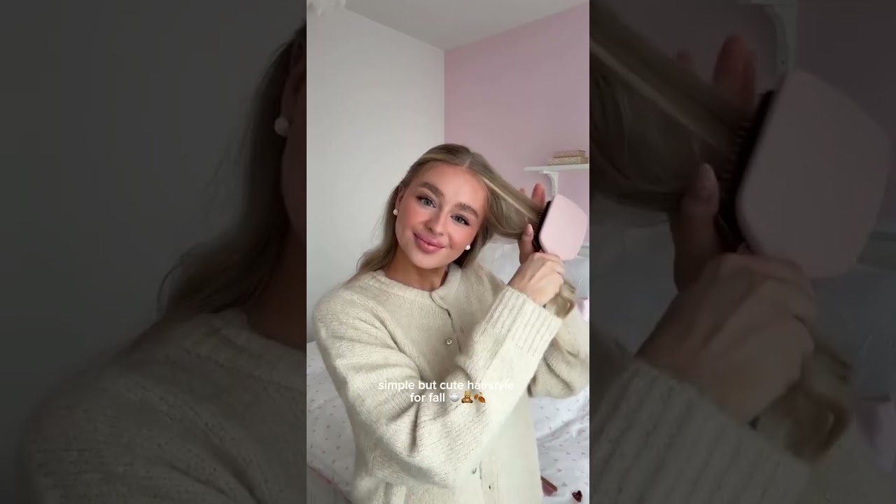 Simple & Cute Fall Hairstyle Tutorial: Effortless Hair Ideas for Autumn 🍂🍁 #trending #shorts #viral