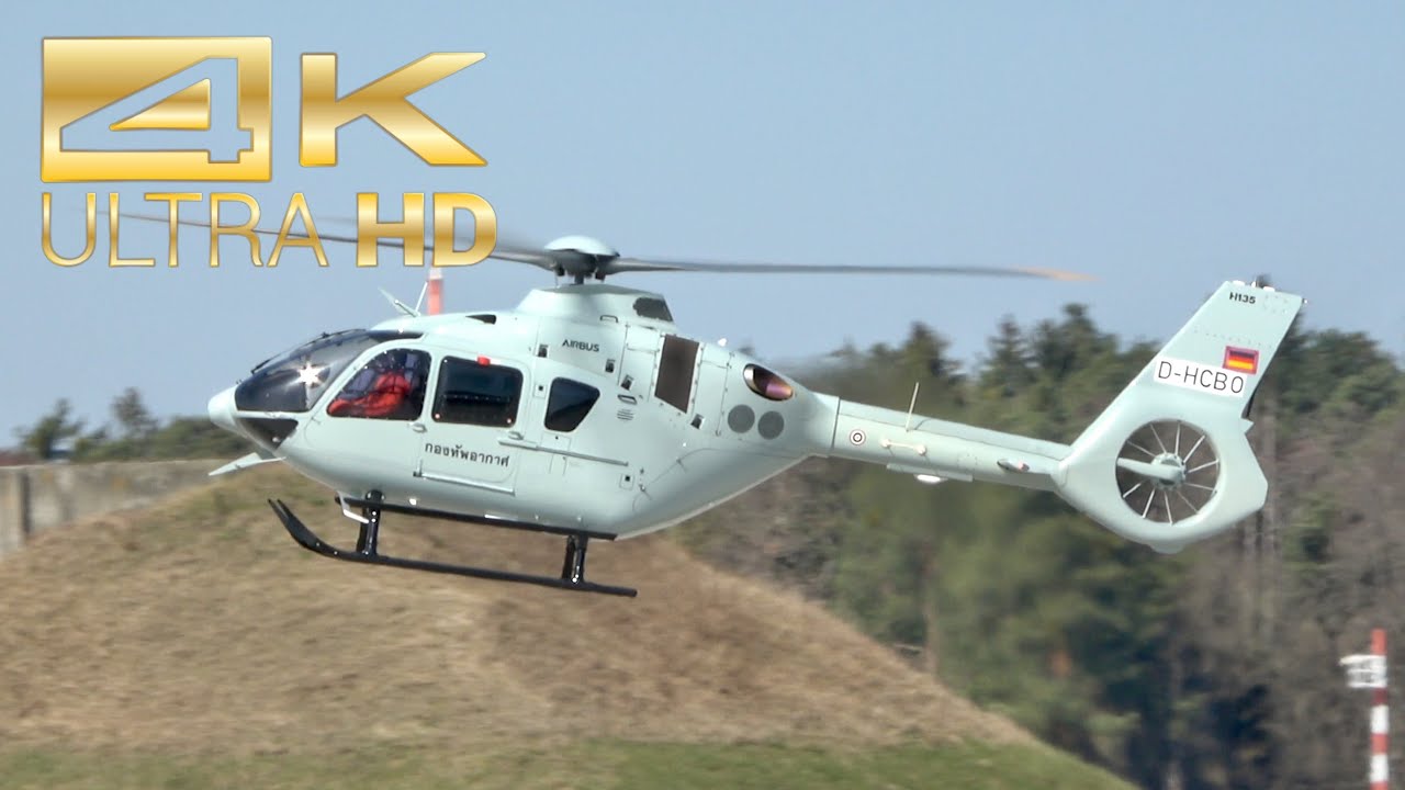 (4K) Airbus Helicopters H135-P3 Royal Thai Air Force D-HCBO departure and arrival Manching Airbase