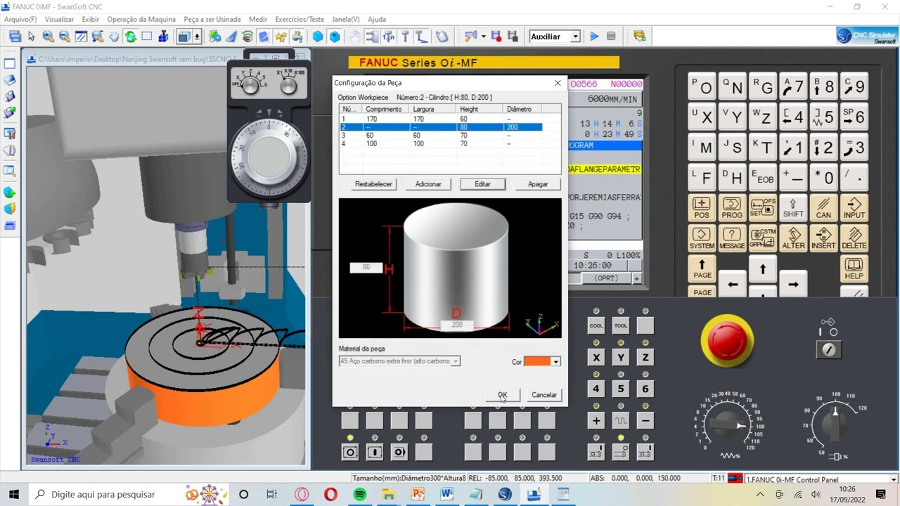 Programa CNC parametrizado fresar face circular.