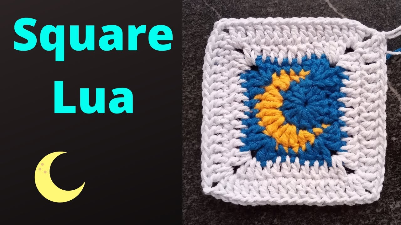 square lua - motivo de crochê com desenho de lua