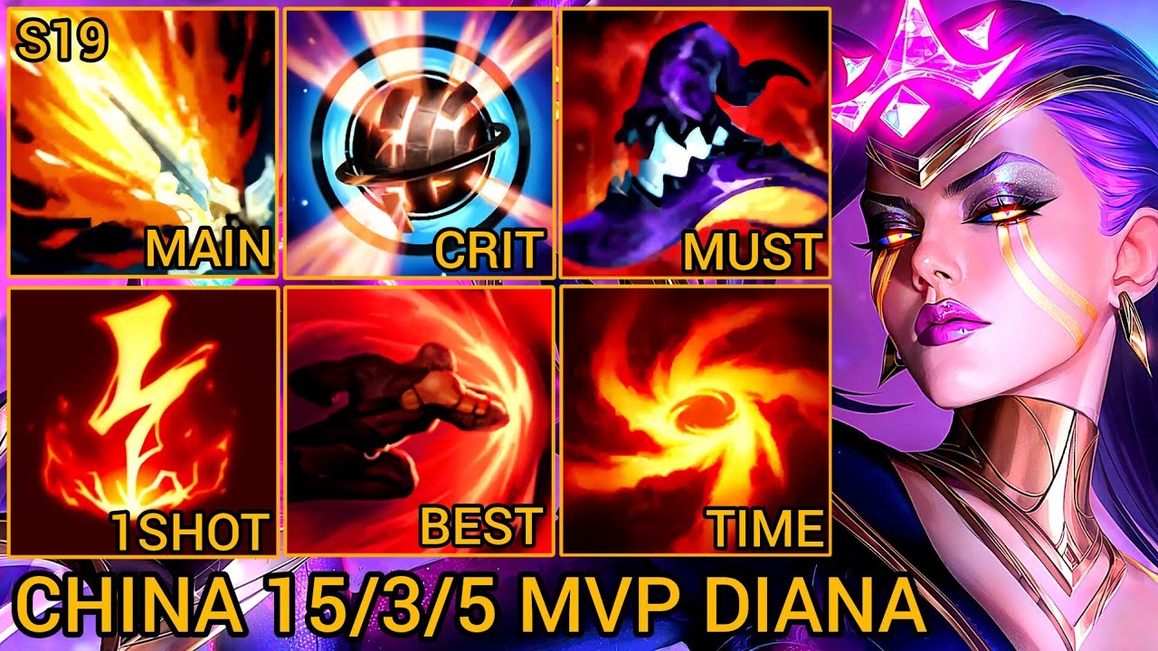 Diana MVP Jungle 15.03.05 — Китай Wild Rift, новая сборка и руны от Tiarty
