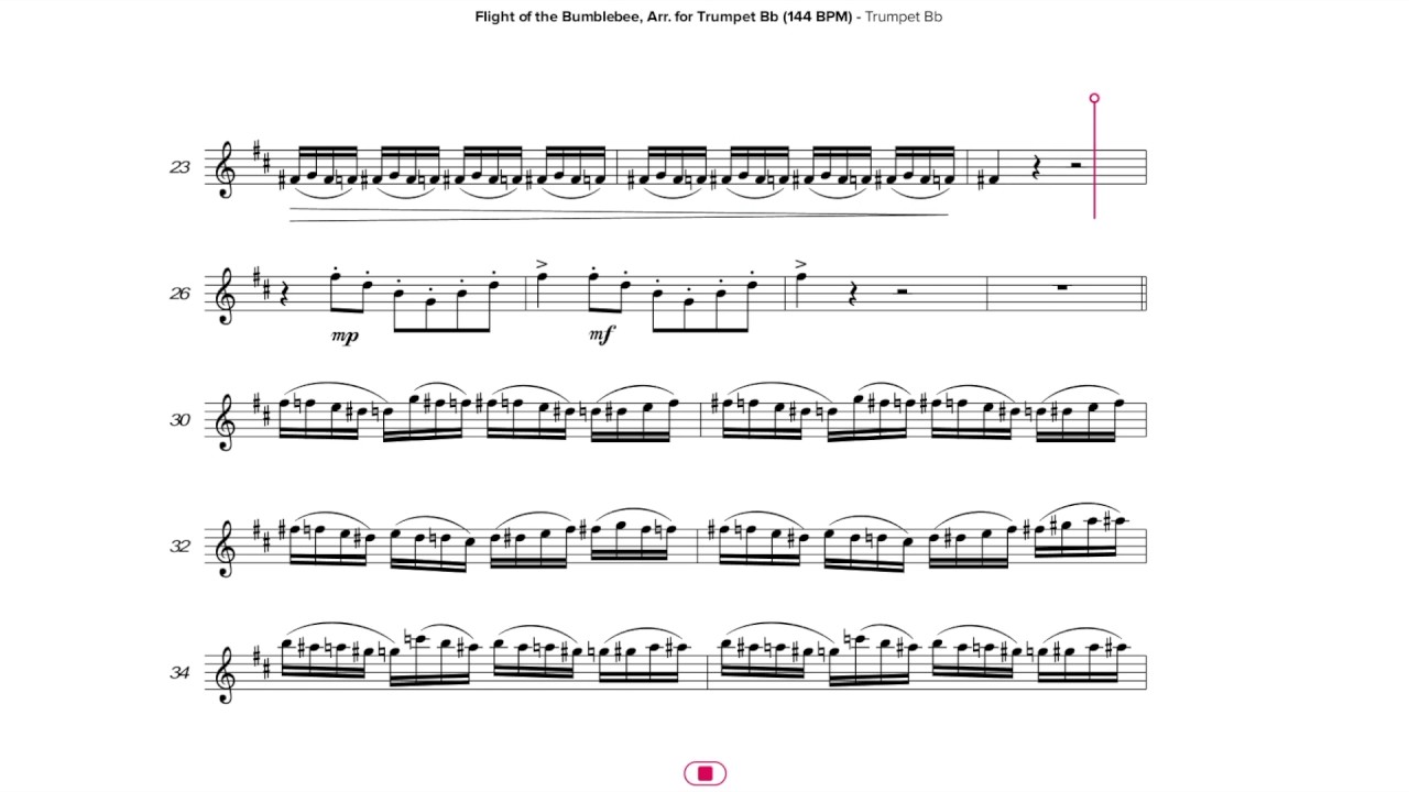 Flight of the Bumblebee, Arr. for Trumpet Bb (144 BPM)