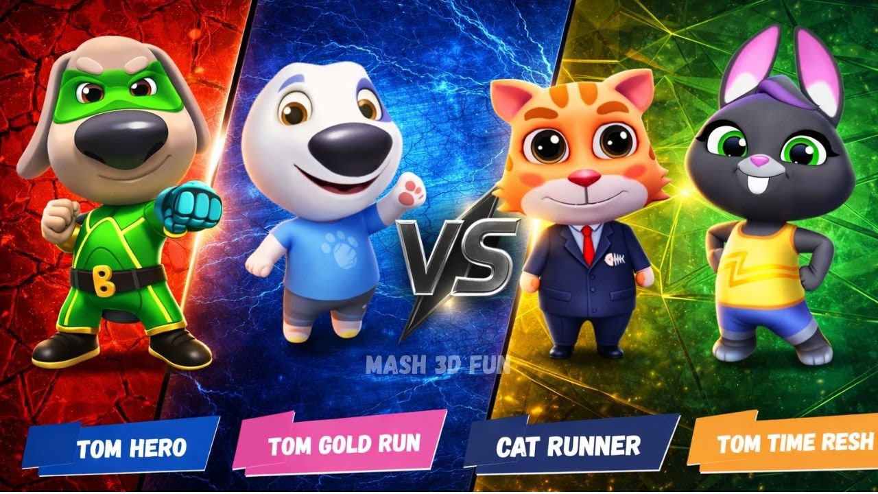 Which Talking Tom Runner Game Is BEST? 🏆  |Time Rush🆚Gold Run🆚 Cat Runner 🆚  Hero Dash| |Mash 3d fun