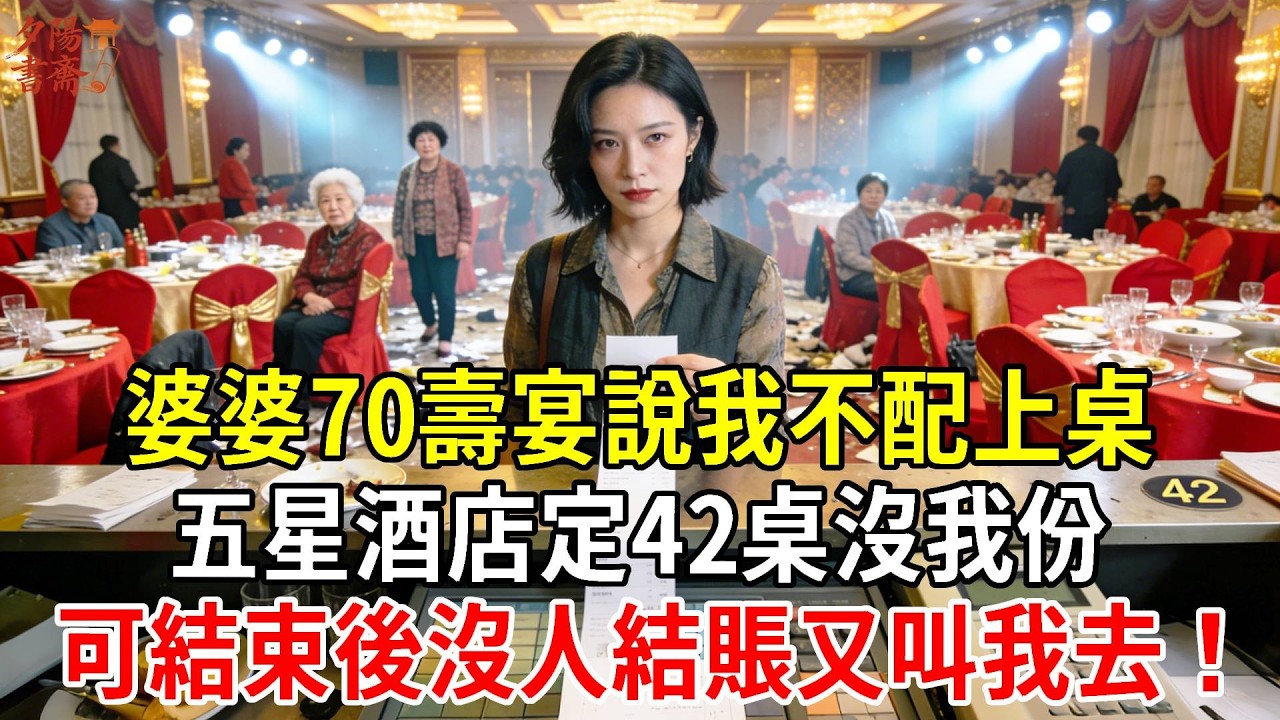 婆婆70壽宴說我不配上桌，五星酒店定42桌沒我份，可結束後沒人結賬又叫我去！#為人處世#經驗#情感故事#戀愛#情感#婚姻#人生感悟
