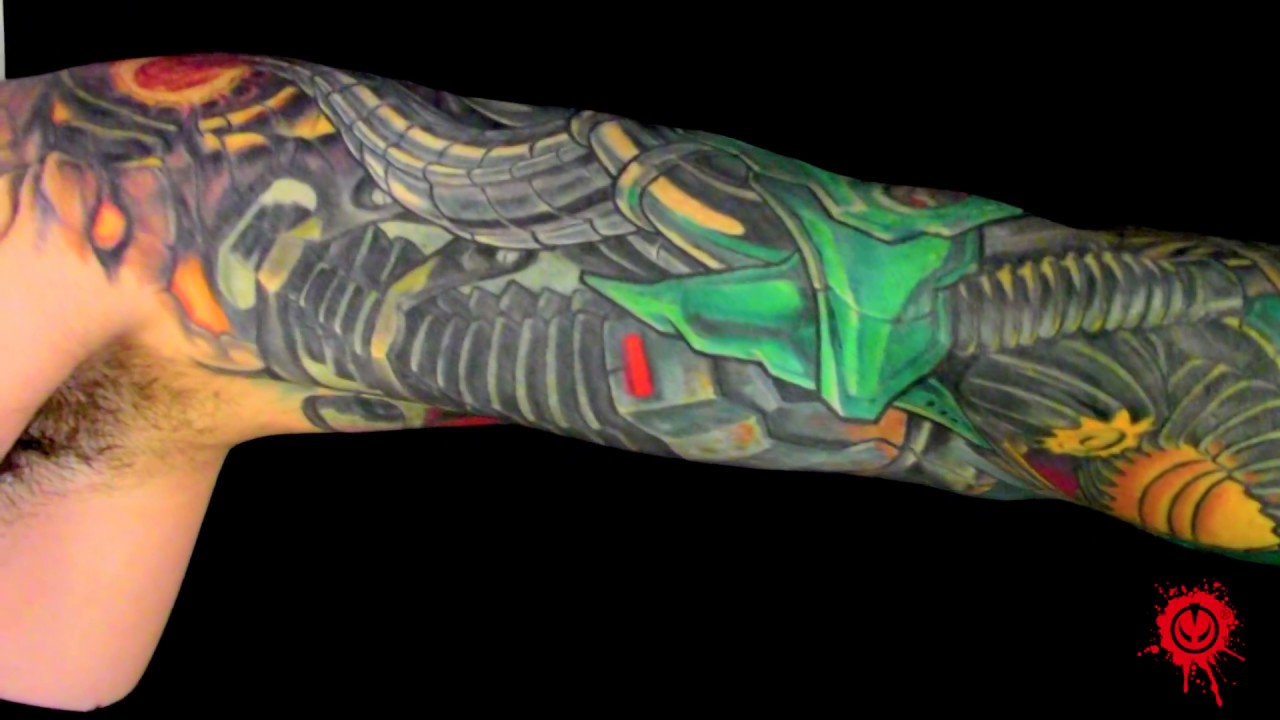 Plusvirium - freehand biomechanical tattoo sleeve
