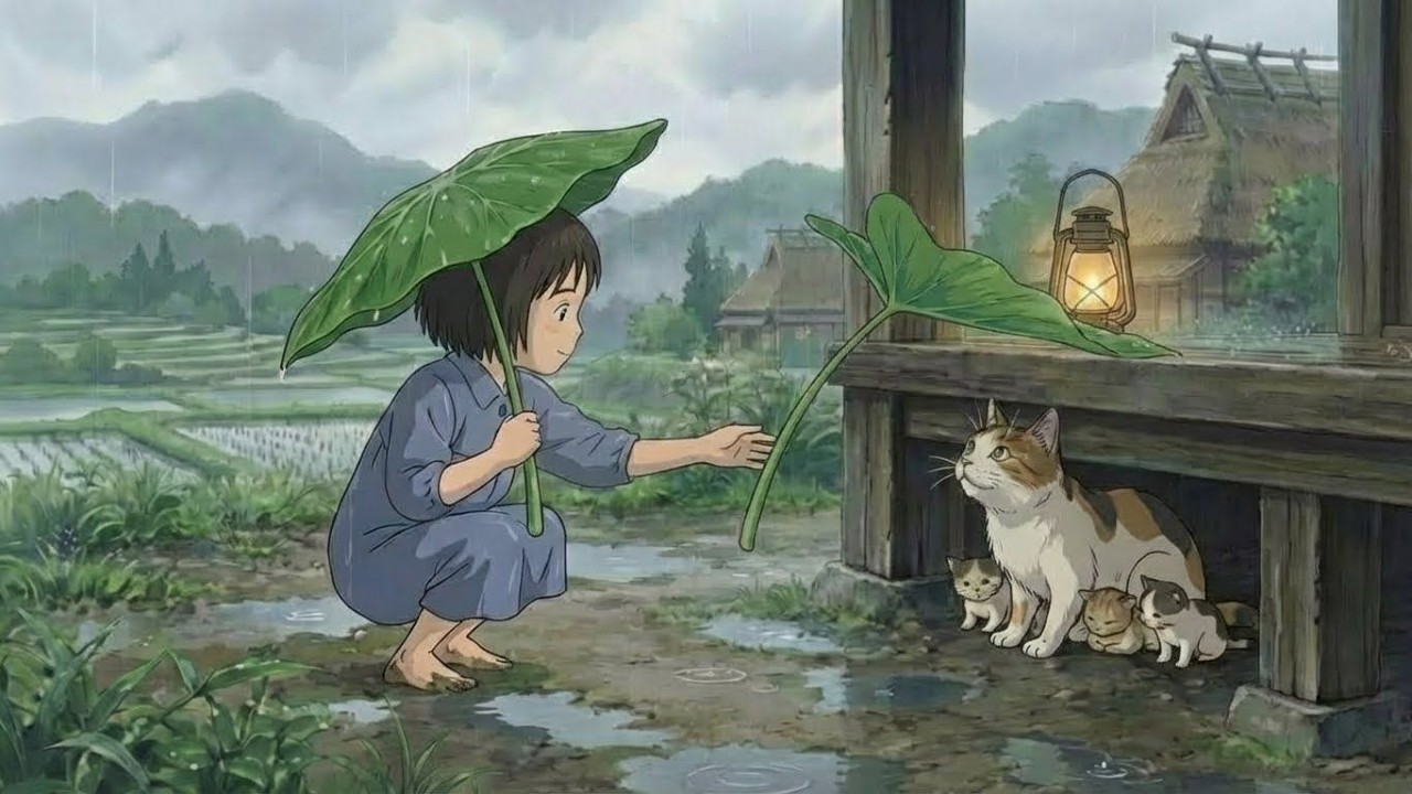 Quiet Rain, Quiet Family 🌧️ 静かな雨の家族｜Ghibli-Inspired Piano ASMR