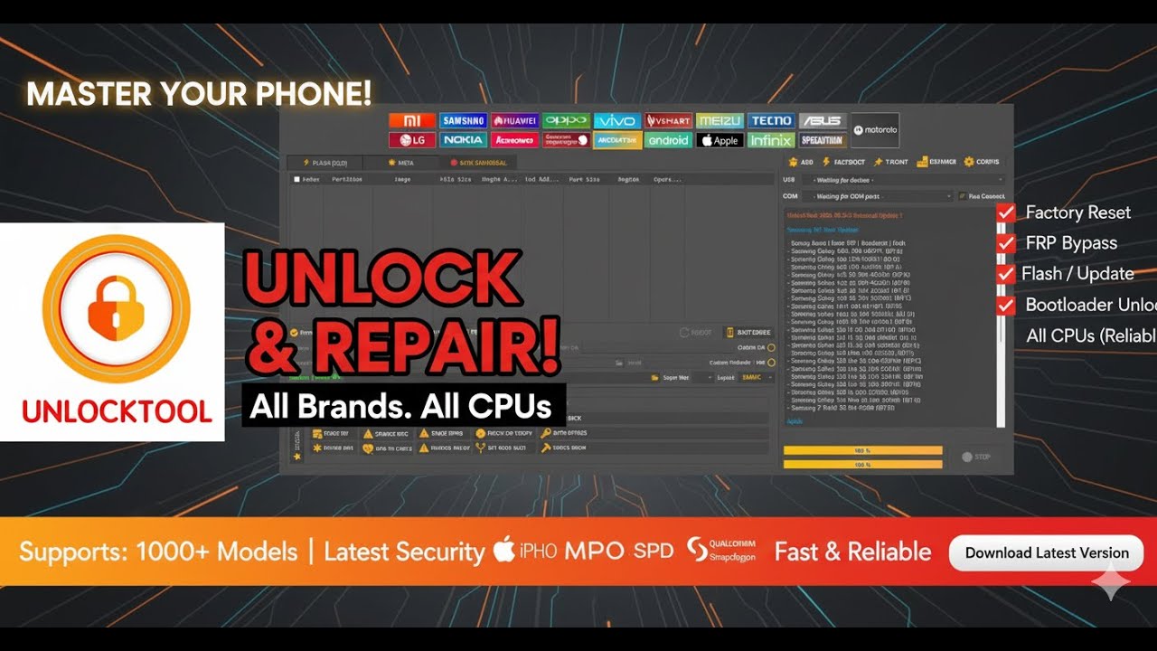 UnlockTool 2025 🔓 | โปรแกรมปลดล็อกมือถือครบทุกแบรนด์ | สมัครใช้งาน 3/6/12 เดือน
