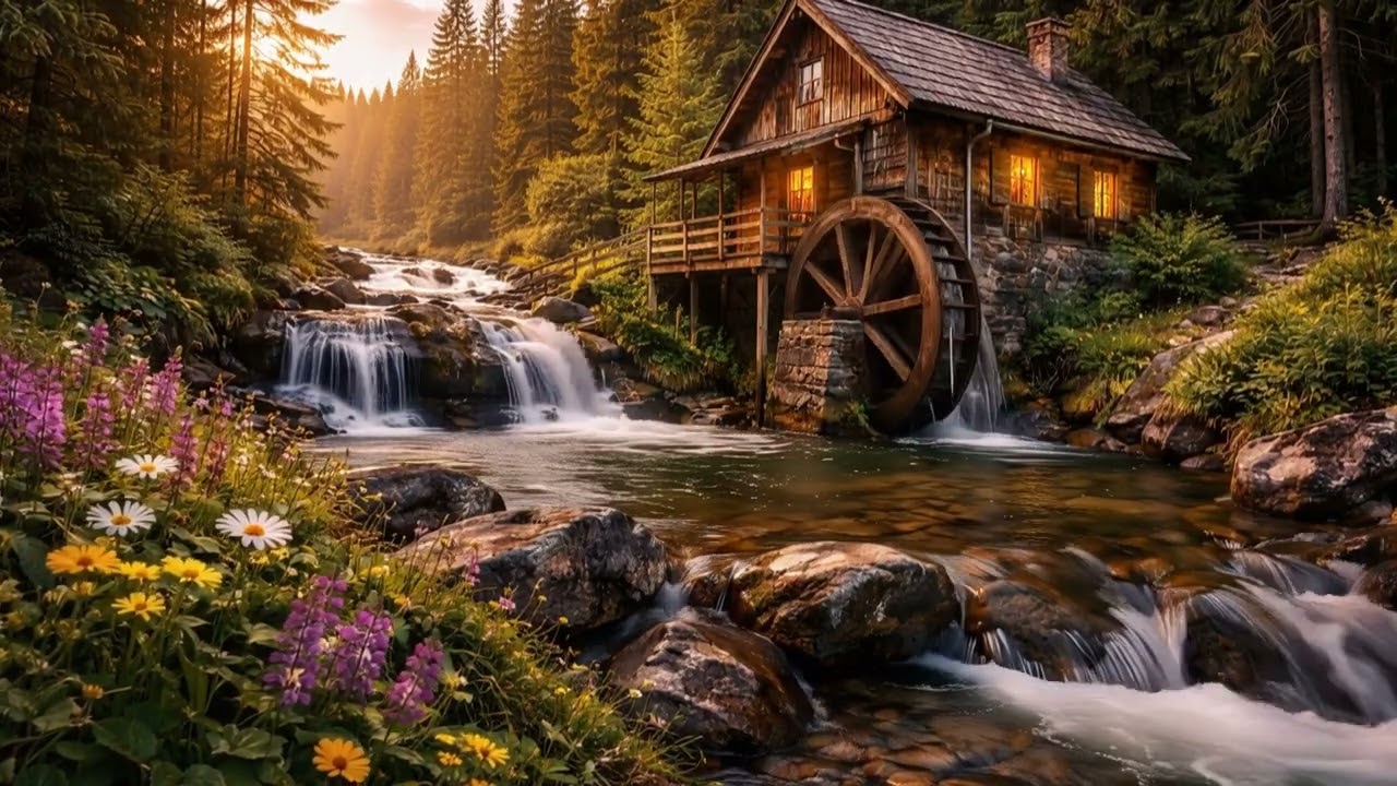 Peaceful Watermill Ambience – Calm Nature Sounds for Relaxation