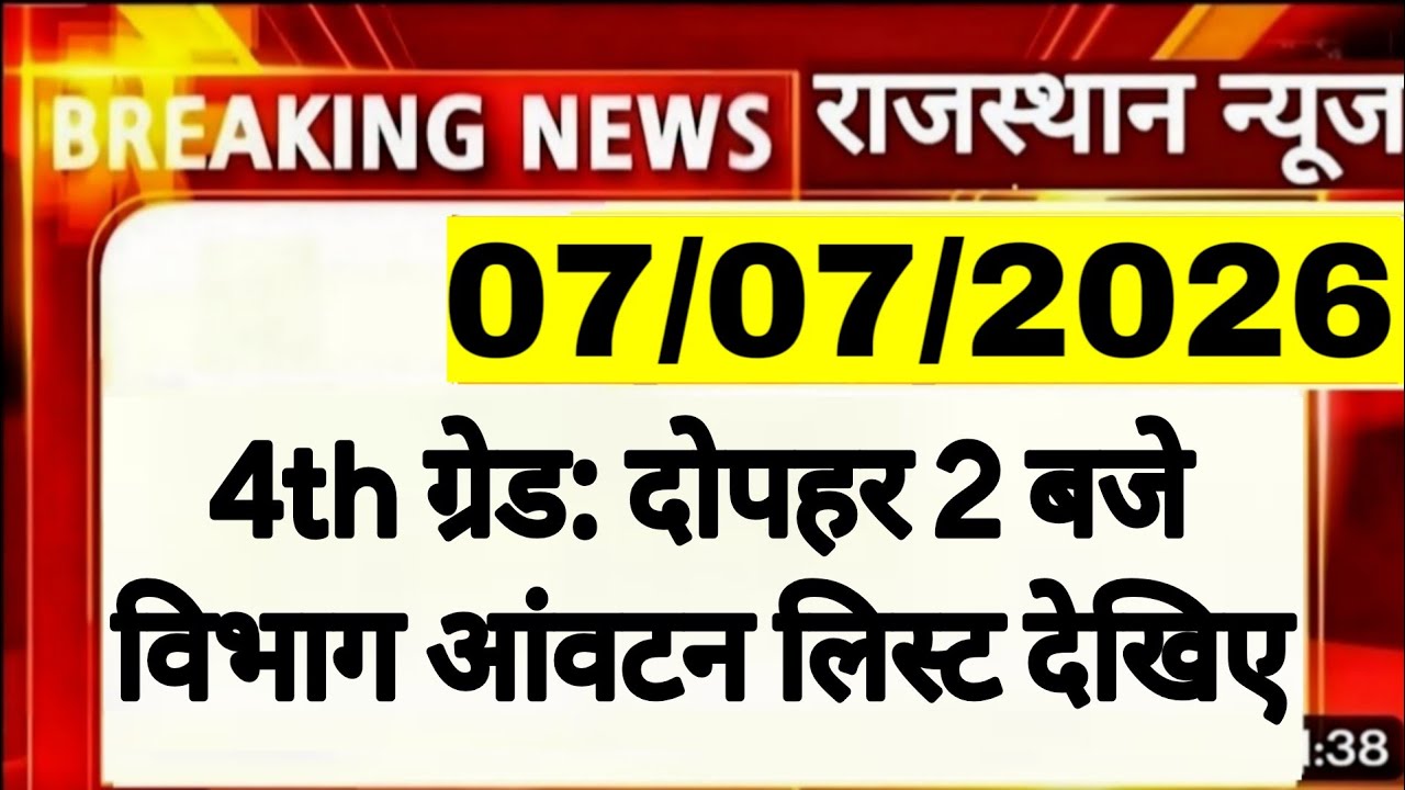 Rajasthan 4th Grade Latest News | Department Allocation List | Rajasthan Staff Selection Board | ...