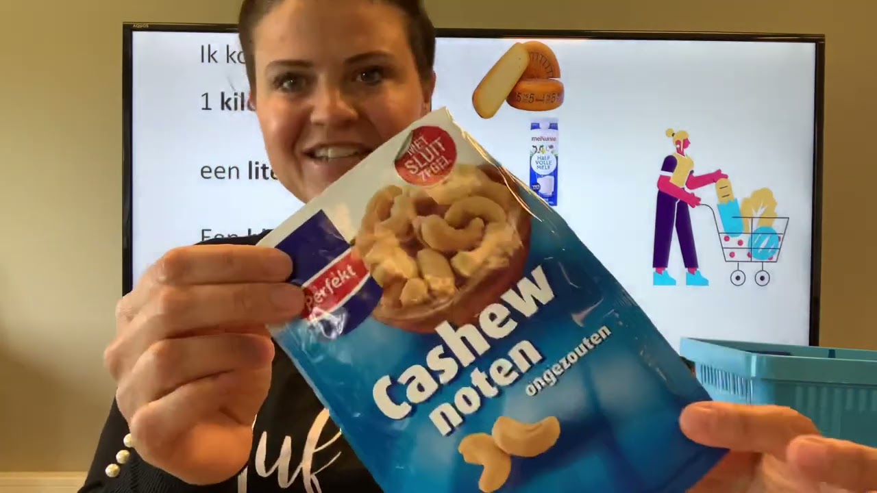 NT2  boodschappen: blikje,kilo,pakje, worst, ik sta in de rij! Nederlands leren TC 4.15 #learndutch