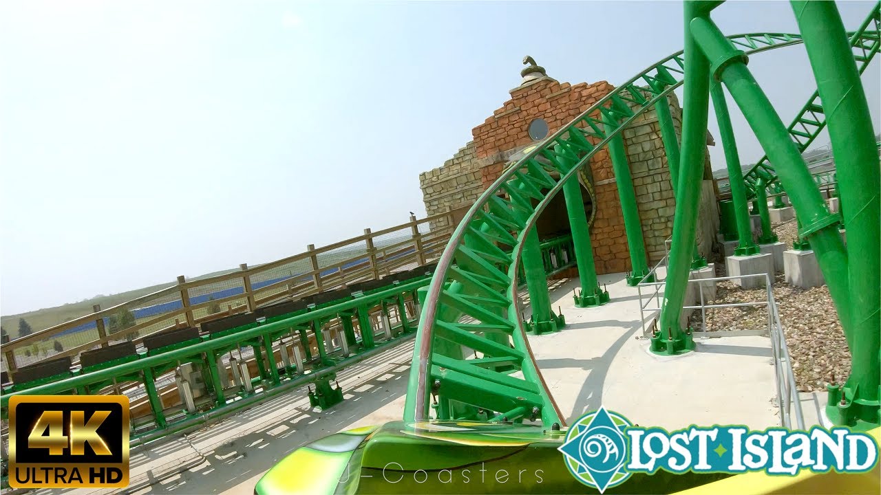 Matugani - 4K Front Row On-Ride POV - Lost Island Theme Park - Intamin Accelerator Coaster