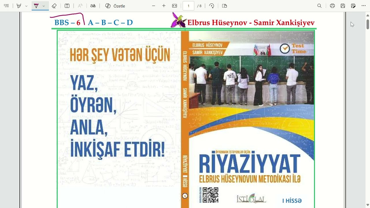 BAZA BİLİKLƏRİN SƏVİYYƏSİ - 6.  Kvadrat tənlik. Viyet teoremi. tənliklər sistemi
