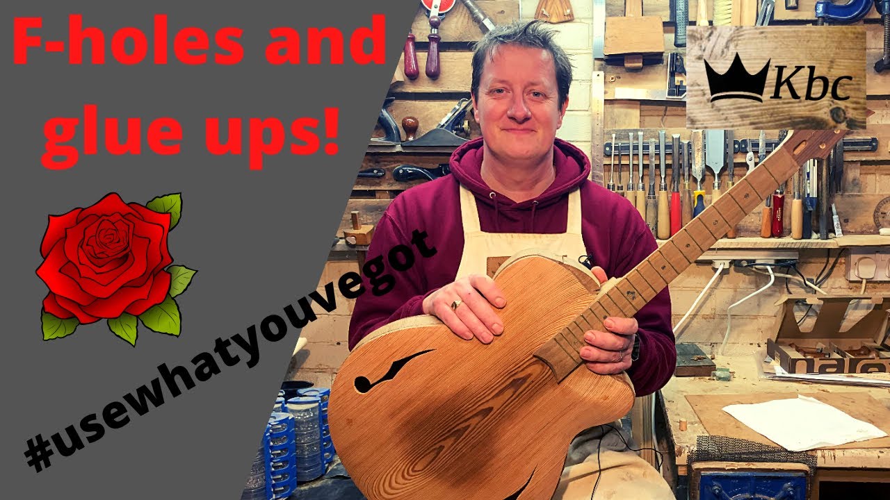 How to safely cut f-holes in an archtop guitar  |  Glueing up the body and neck