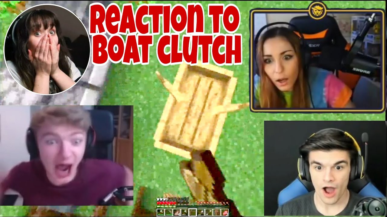 Youtubers and Streamers React To Dream's Boat Clutch in Speedrunner vs 5 Hunters Minecraft