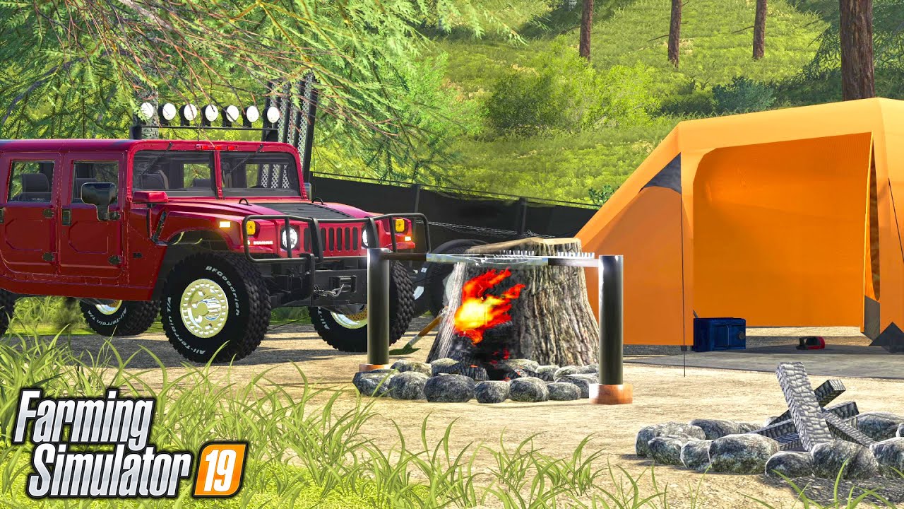 GOING CAMPING IN A HUMMER FS19 (FDR Logging Port Murray Map) FARMING SIMULATOR 19