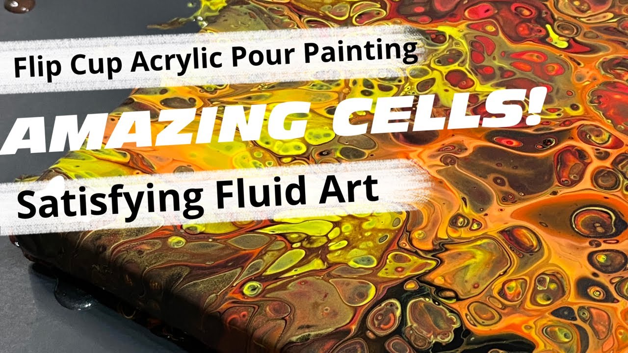 Flip Cup Acrylic Pour Painting: Getting Tons of Cells with a Torch | Satisfying Fluid Art