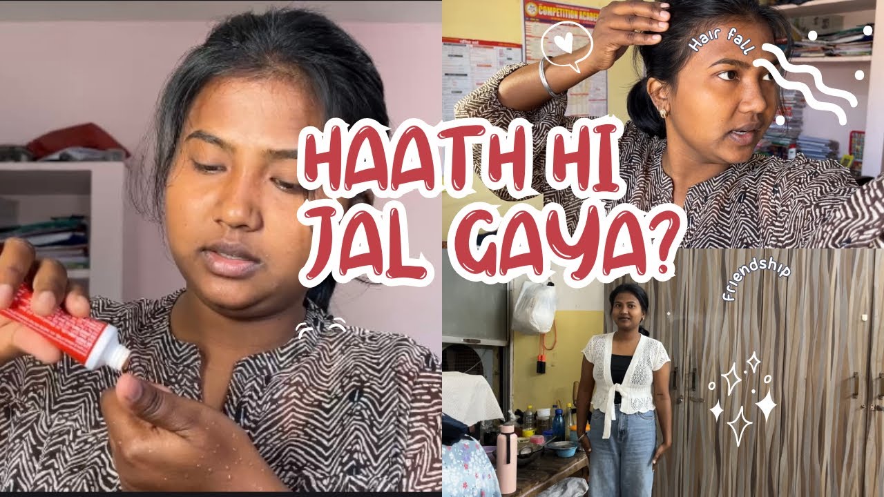 Apna hi saman lene ka struggle 😬,mera hath jal gaya #dailyvlog #pglife #indianvloger #hostellife 