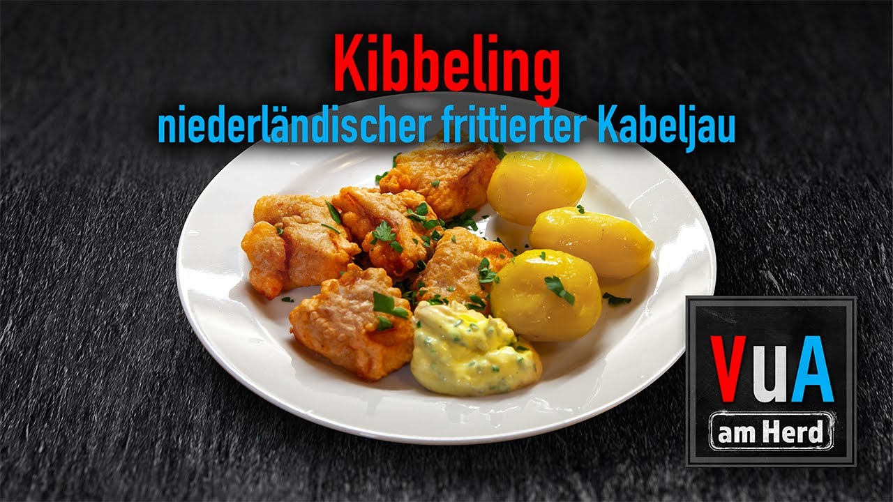 Kibbeling - niederländischer frittierter Kabeljau - Verkocht und Abgedreht am Herd
