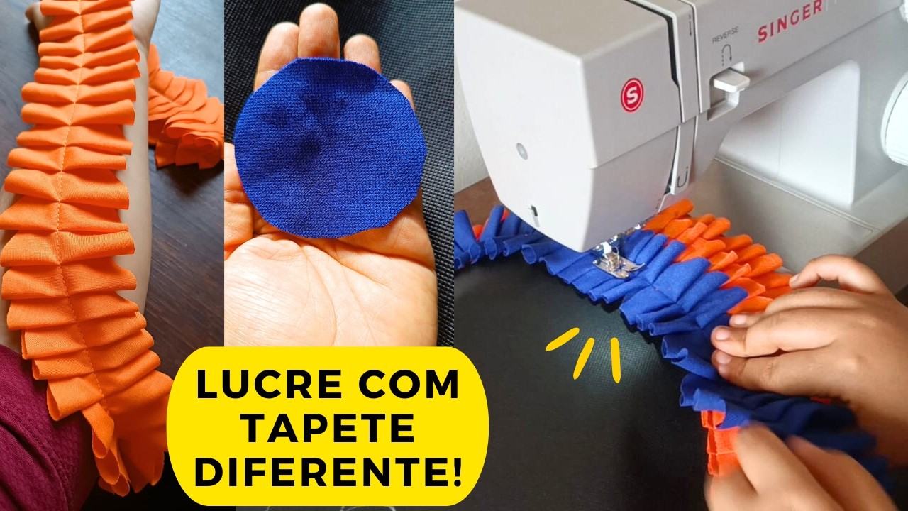TAPETE DIFERENTE USANDO BOLINHAS DE MALHA😮😱😮 APROVEITANDO PEDACINHOS PEQUENOS DE RETALHOS!