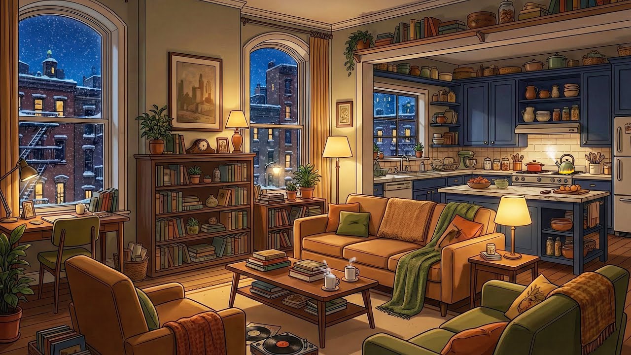 Vintage Jazz on a Snowy 1950s Night in New York | Cozy Ambience to Relax