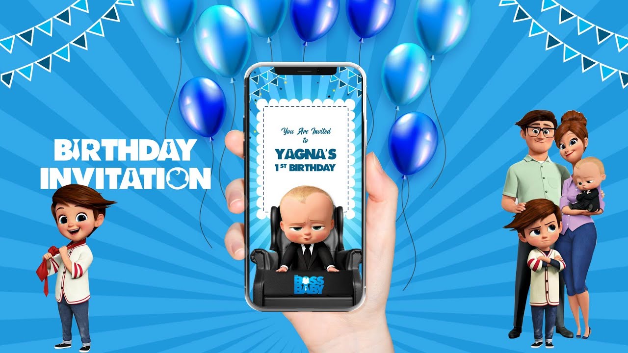 BIRTHDAY INVITATION || BOSS BABY THEME || DIGITAL INVITATION || ANIMATED INVITATION || KIDS THEME ||