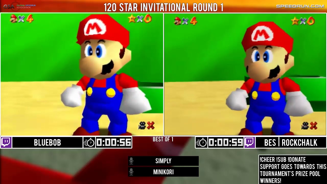BlueBob vs BES RockChalk | Round 1 | GSA 120 Star Invitational 2018 | Super Mario 64