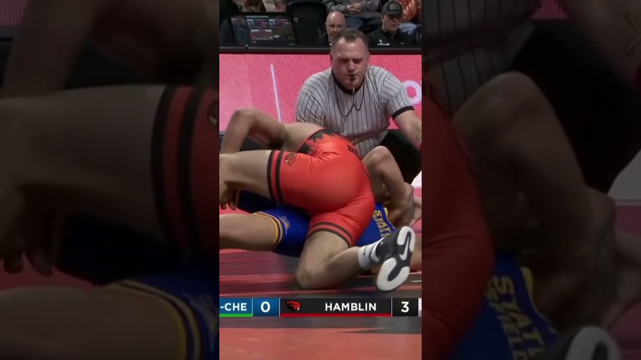 Oregon States&rsquo;s CJ Hamblin earned his first pin of the year with an impressive flurry!