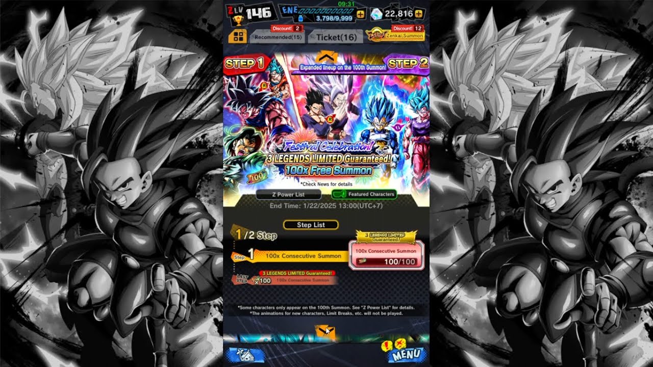 Festival Celebration 3 Legends Limited Guaranteed 100x Free Summon - Dragon Ball Legends Gameplay