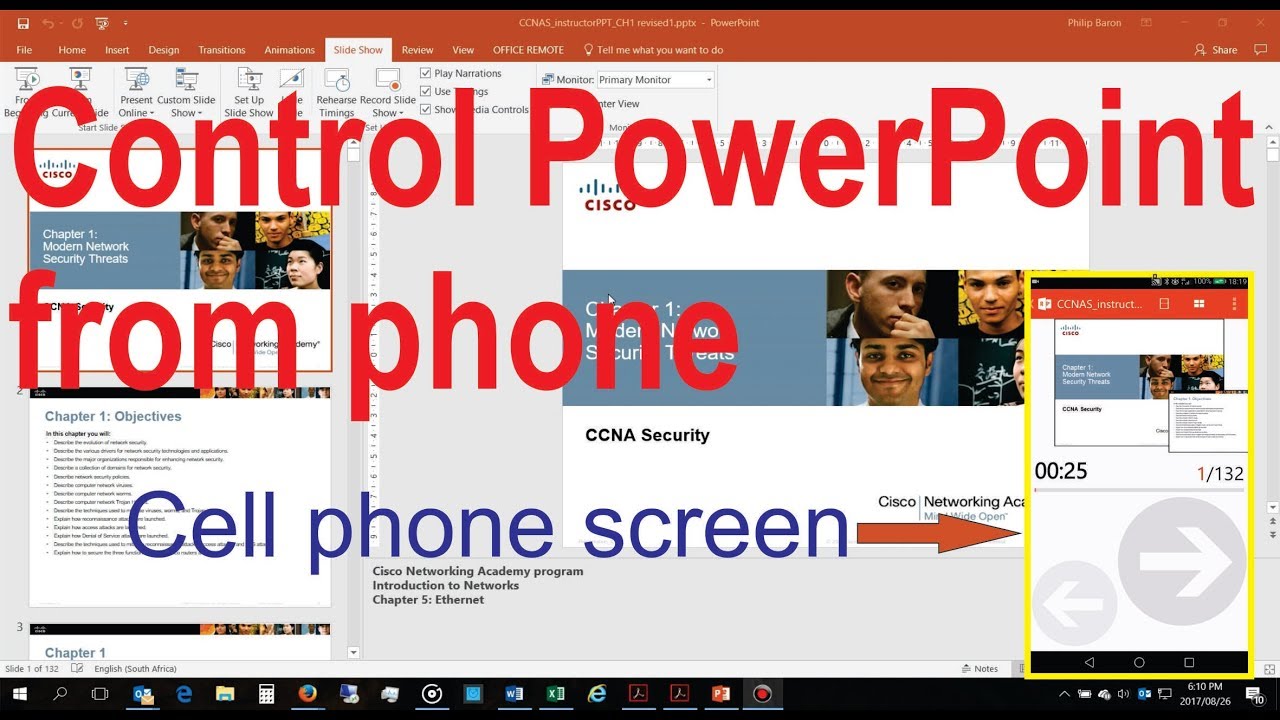 Remote control your PowerPoint (or MSWord) from a cellphone (Office Remote)
