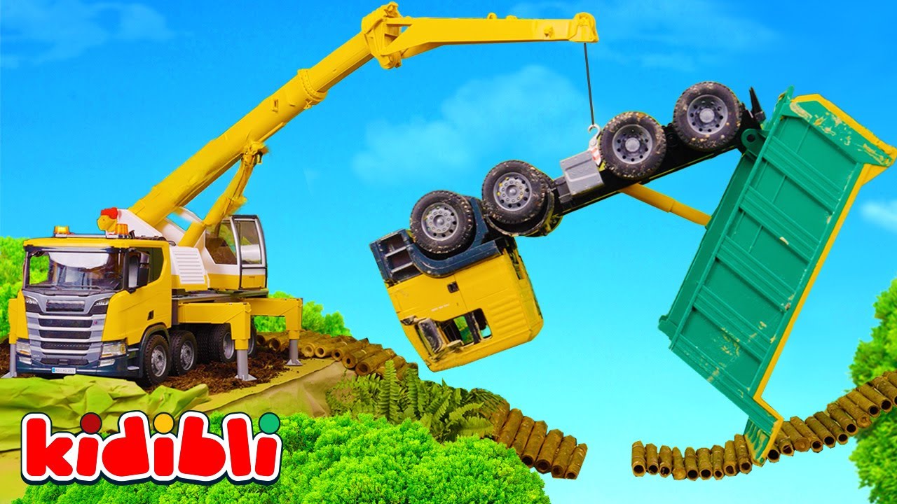 Salvataggio sul Ponte nella Giungla : Dumper vs Escavatore 🚧 Veicoli Cantiere per Bambini | Kidibli