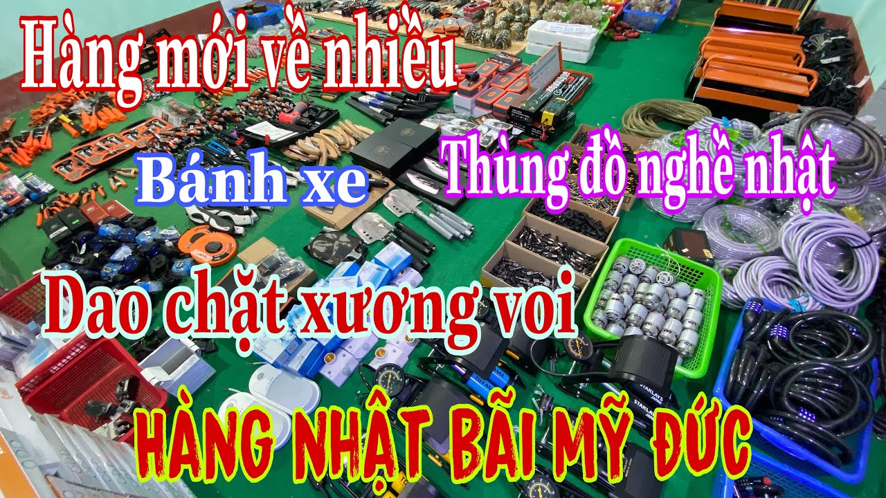 Hàng nhật bãi mới về, thùng đồ nghề nhật, bộ tovit đức, dao chặt xương, bánh xe, bơm hai ti nhật