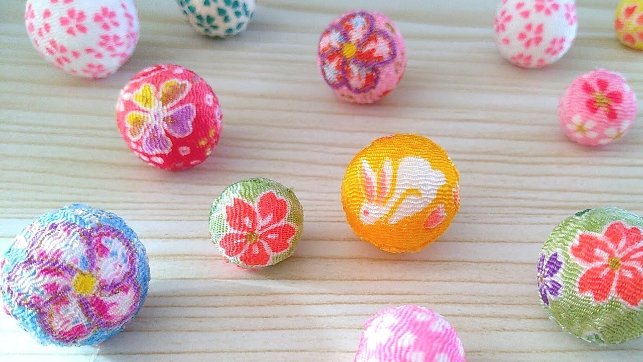 【簡単】小さい手まりの作り方【つるし飾りにも】絵柄を綺麗にみせる方法　Handmade diy craft small balls temari with cloth.