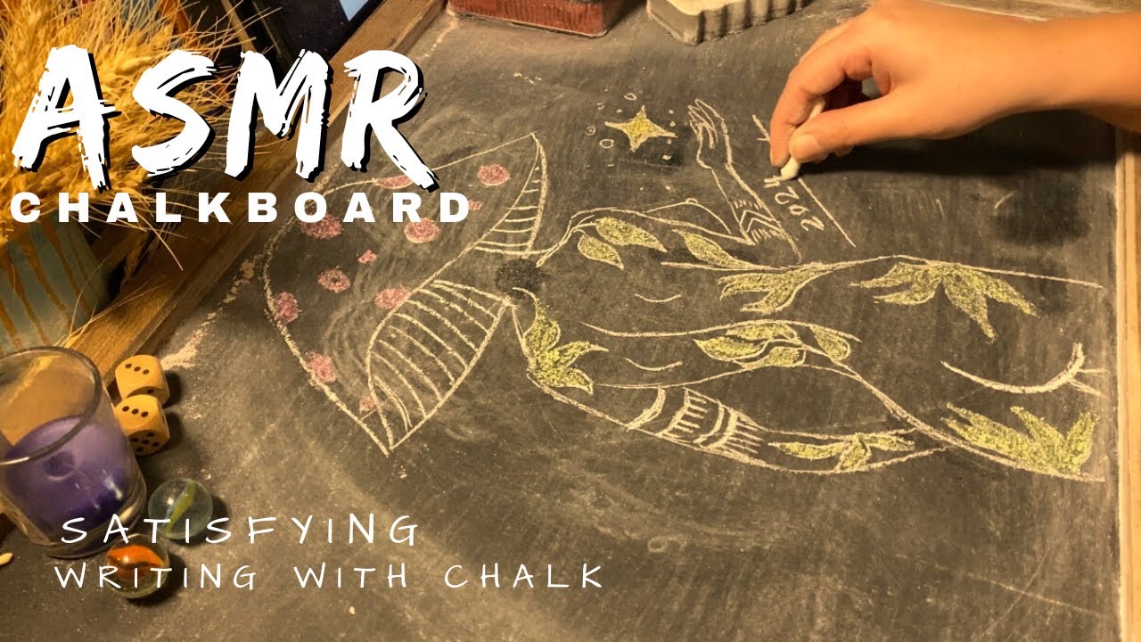 ASMR chalkboard/drawing an illustration/with chalk sound/relax and enjoy it/no talking