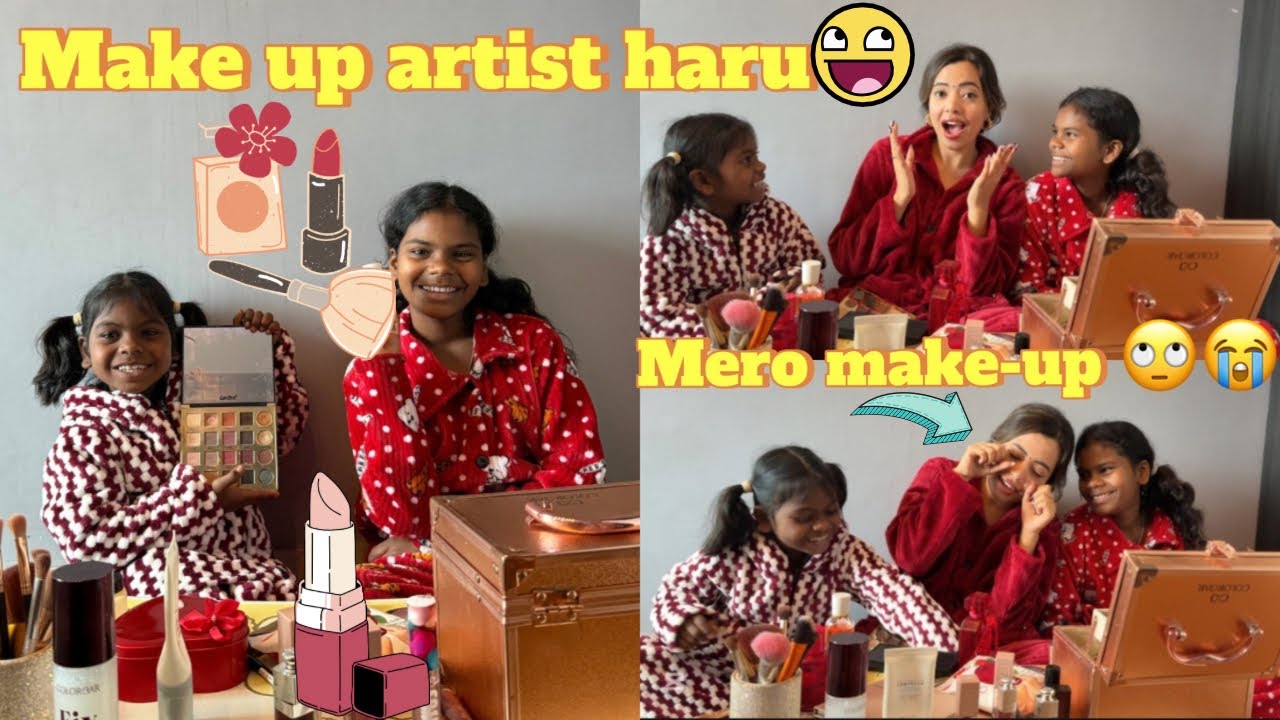 MAKE UP CHALLENGE ||🤔😆MAKE UP BY BINITA AND MIRA ||💄