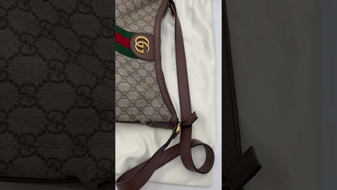 Gucci GG Supreme Monogram Web Small Ophidia Half Moon Hobo Brown