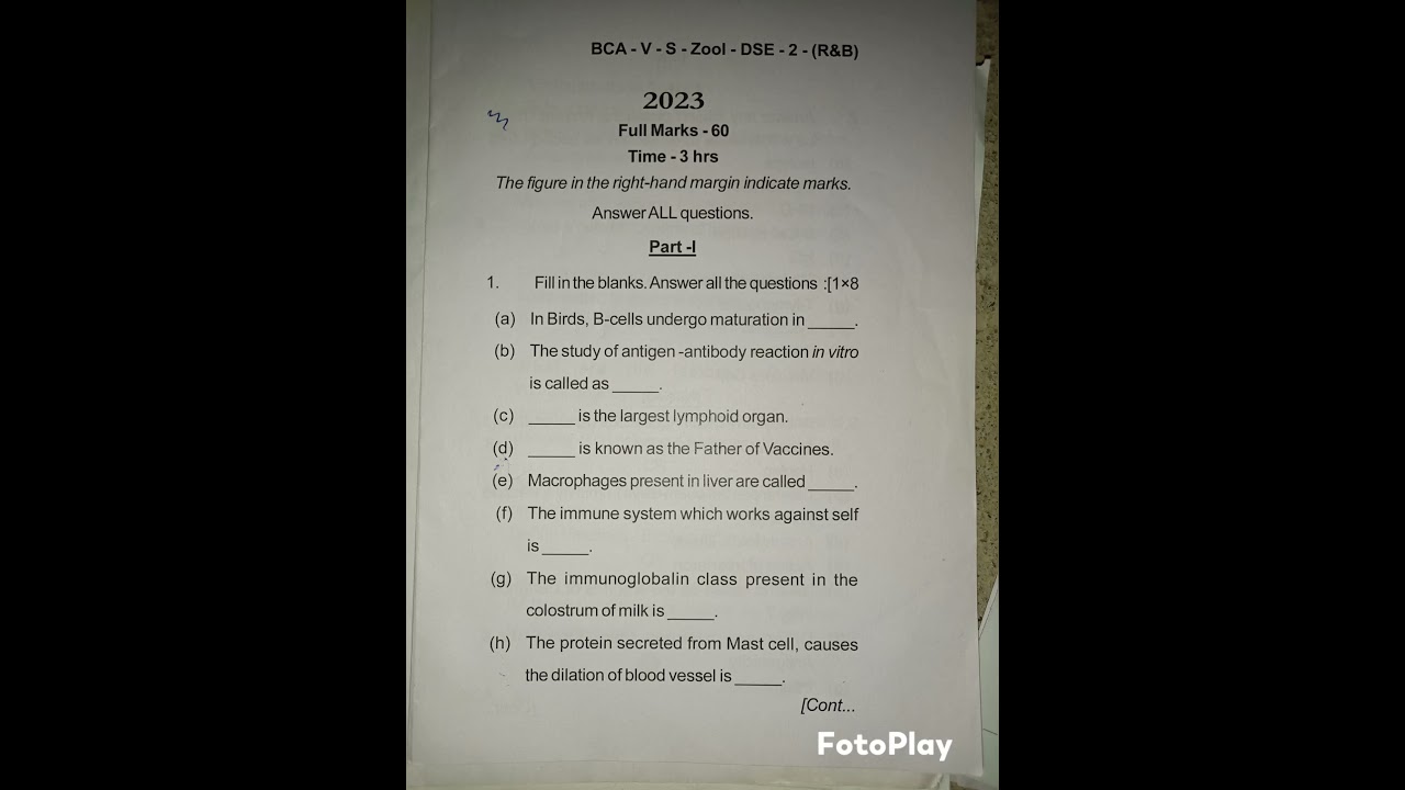 zoology honours//immunology DSE 2// 5th semester pyq #biology #science