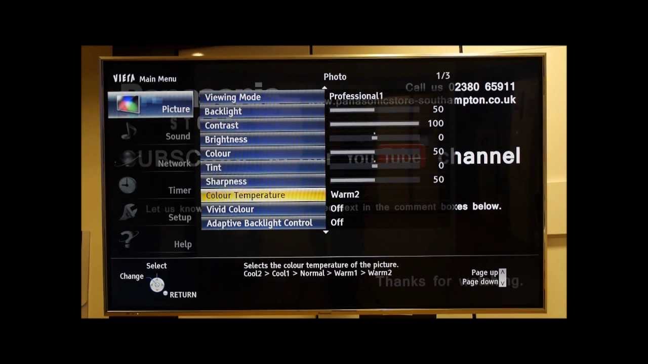 Panasonic Viera TV Advance Settings (isfccc)