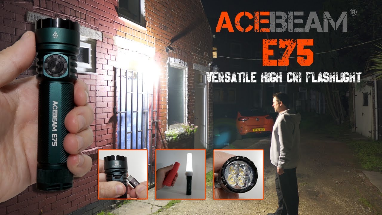 ACEBEAM E75 - High CRI flashlight - 3000 lumens - Type-C charging - Magnetic tail cap - 21700